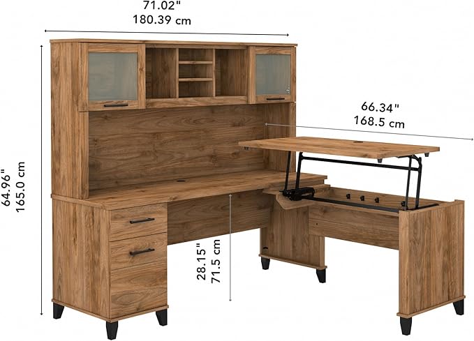 Bush Furniture Somerset 72W 3 Position Sit to Stand L Shaped Desk - Image 3