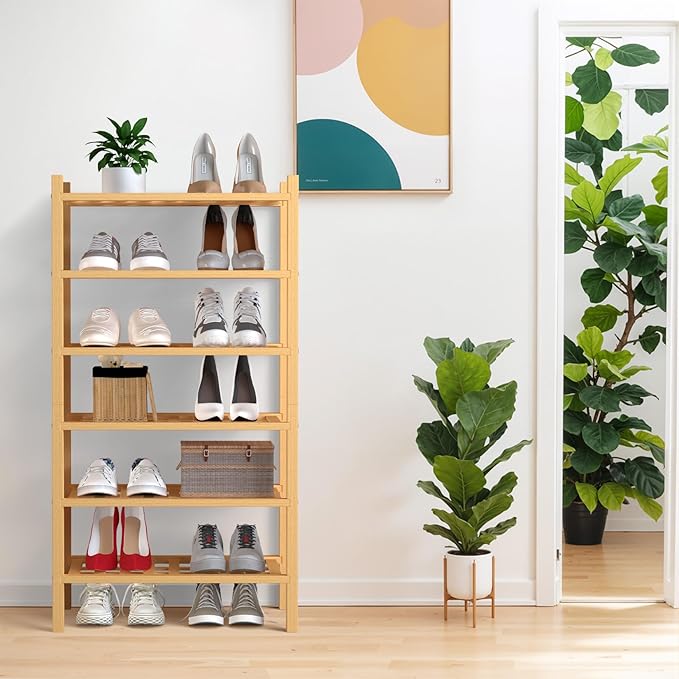 Haddockway small 6 Tier Bamboo Shoe Rack Storage Organizer, Small Space - Image 2