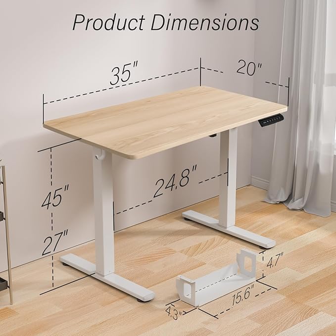 Kingant Standing Desk Height Adjustable Small Electric Stand Up Desks - Image 3