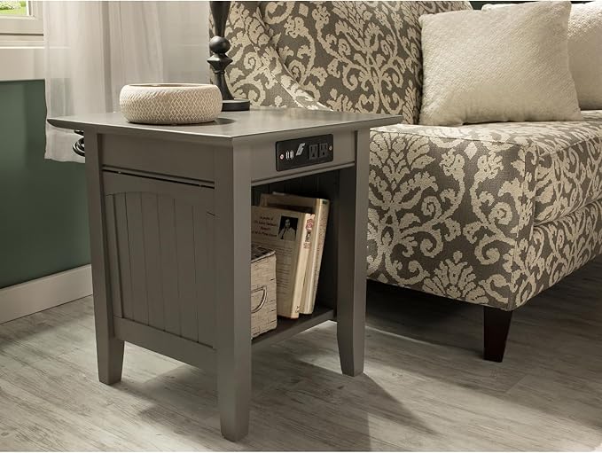 AFI Nantucket End Table with Built-in Charger in Grey - Image 2