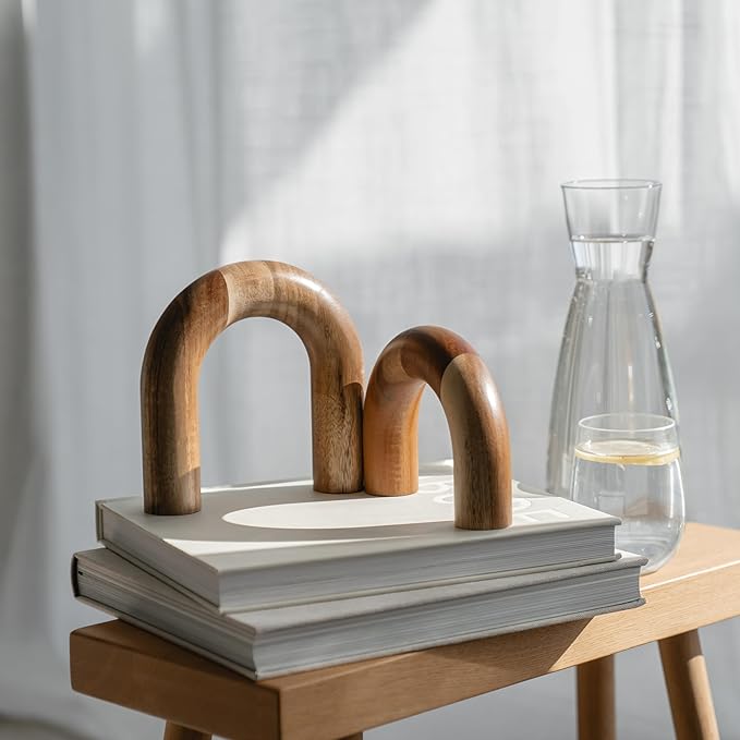 Wood Arch Bookshelf Decor - Image 6