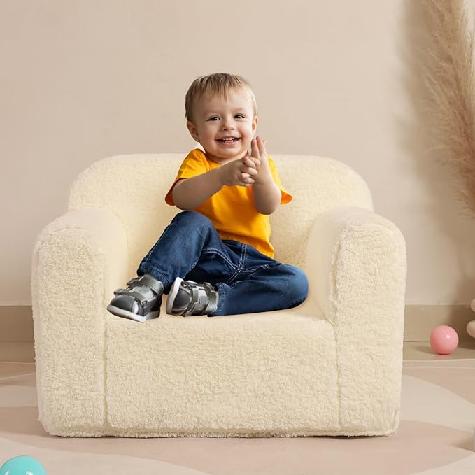 Kids Snuggly-Soft Sherpa Chair, Cuddly Toddler Foam Chair - Image 5
