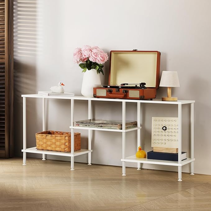 BTY White TV Stand for Bedroom 3 Tier Small Entertainment Center - Image 7