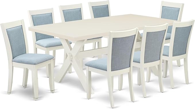 East West Furniture X027MZ015-9 9 Piece Dining Table Set Includes a Rectangle by EastWestFurniture