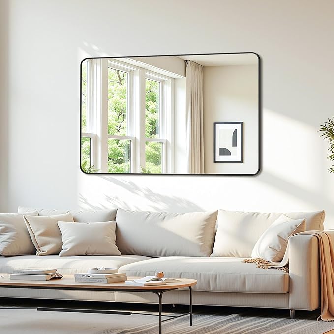 Bathroom Mirror 48" x 30", Large Rectangle Wall Mirror, Entryway Decor - Image 3