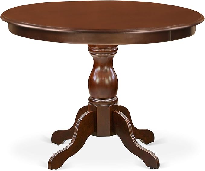 East West Furniture HBDU5-MAH-W 5 Piece Dining Room Table Set Includes a Round - Image 3