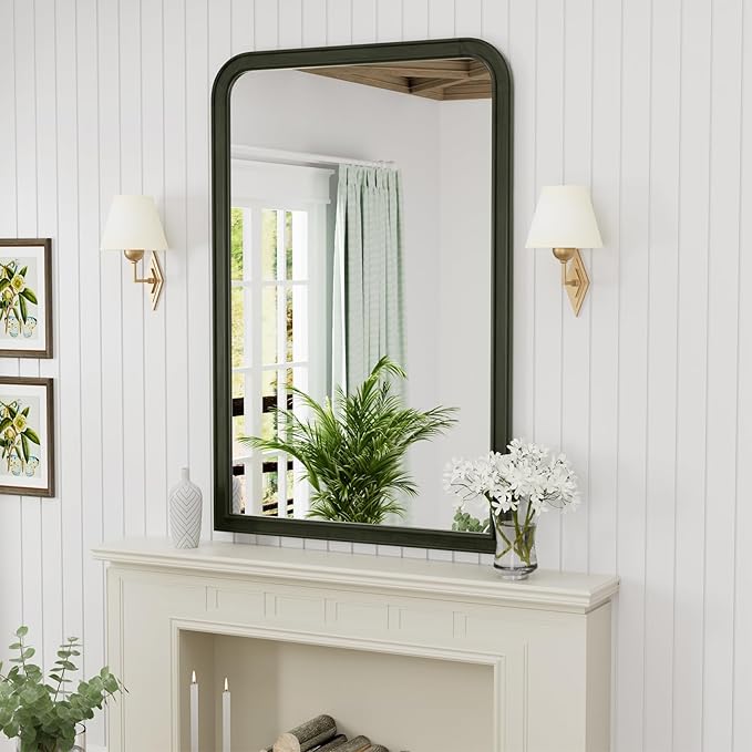WallBeyond Wood Frame Bathroom Mirror 24" x 36" Wooden Arched Wall Mirror - Image 4