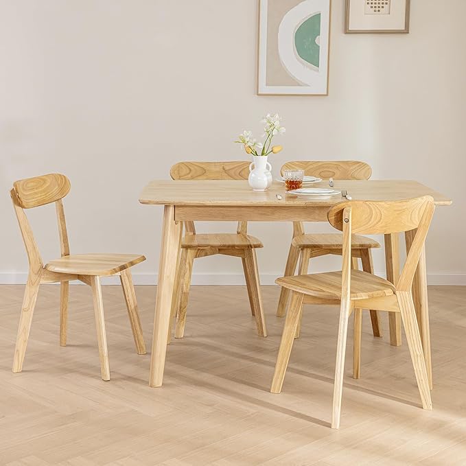 DELAVIN Solid Wood Dining Chairs Set of 4, Farmhouse Oak Wood Kitchen Chair - Image 7