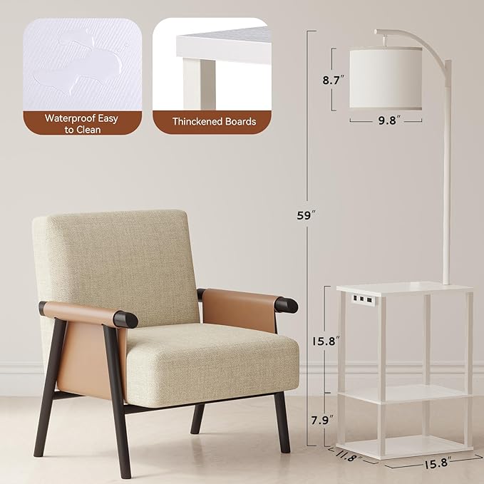 SUNMORY Floor Lamp with Table, End Table - Image 3