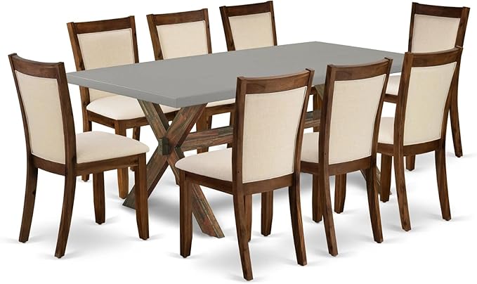 East West Furniture X797MZN32-9 9 Piece Dining Table Set Includes a Rectangle by EastWestFurniture