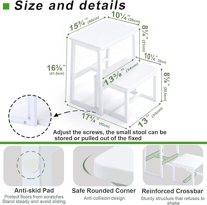 Step Stool for Adults & Kids, Holds up to 500Lb, 3 in1 Heavy Duty Sturdy 2 tair - Image 4