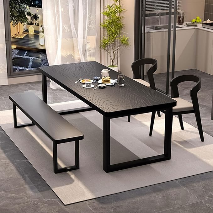 Solid Wood Dining Table for 4-6 People, 55 inch Long Farmhouse Kitchen Dining by Unknown