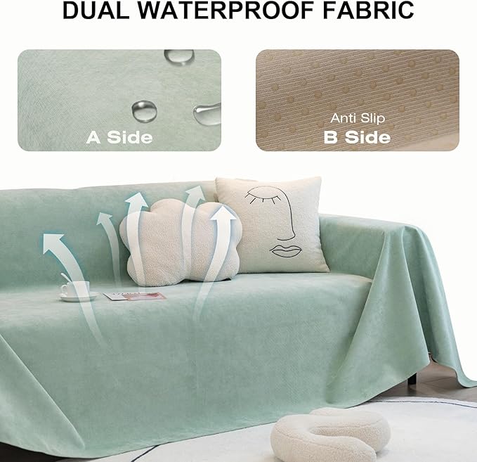 STACYPIK 100% Waterproof Sea Green Sofa Covers, Couch Cover - Image 3