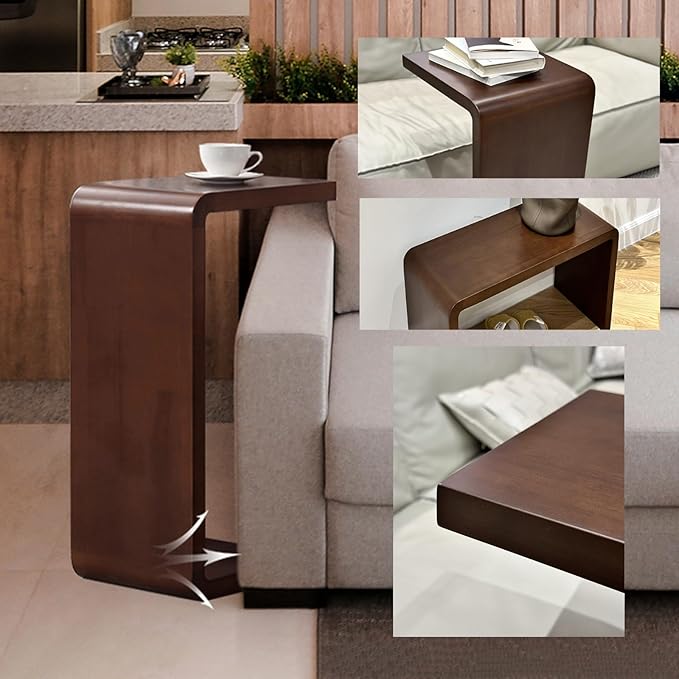 C Shaped End Table, Solid Wood C Side Table - Image 5