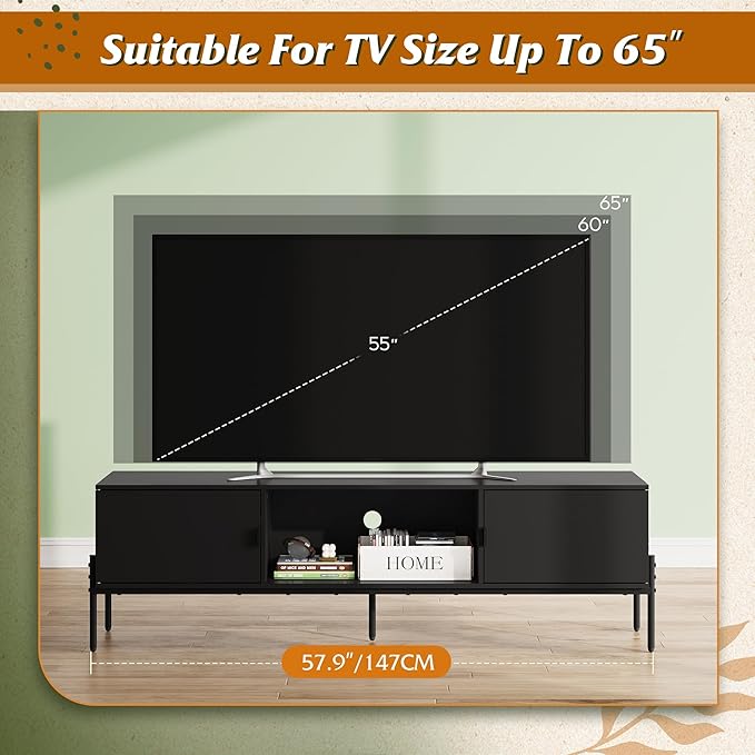 WLIVE Modern TV Stand for 65 Inch TV, Mid Century Entainment Center - Image 8