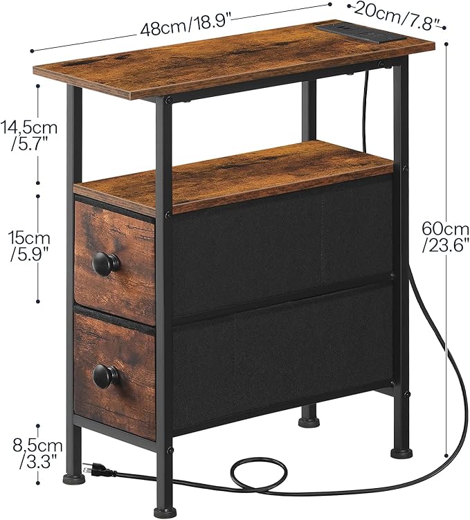 HOOBRO Set of 2 Narrow End Tables - Image 3