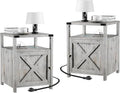 Farmhouse Nightstand Set of 2, Rustic End Table by HOME