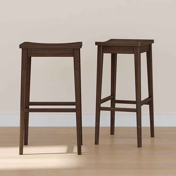 Plank+Beam Smythe Bar Stool, Sturdy Wood Modern Kitchen Counter Height Stool by PlankBeam
