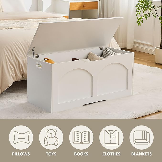 39.4" Storage Chest, Wooden Storage Bench, Storage Trunk, Chest - Image 7