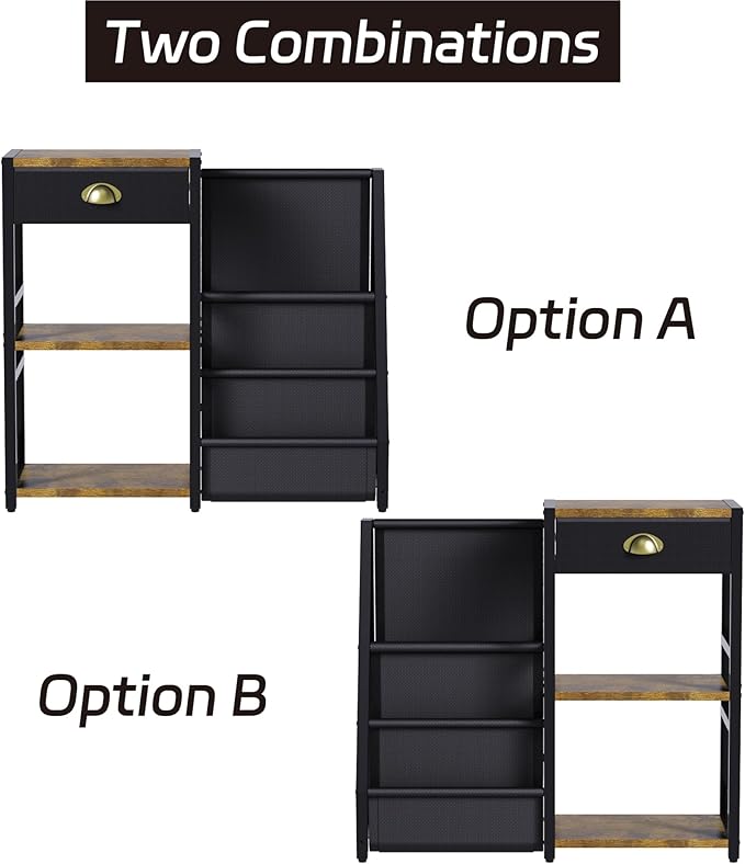 End Table with Vinyl Record Storage, Record Player Stand, 3 Tier Turntable - Image 8