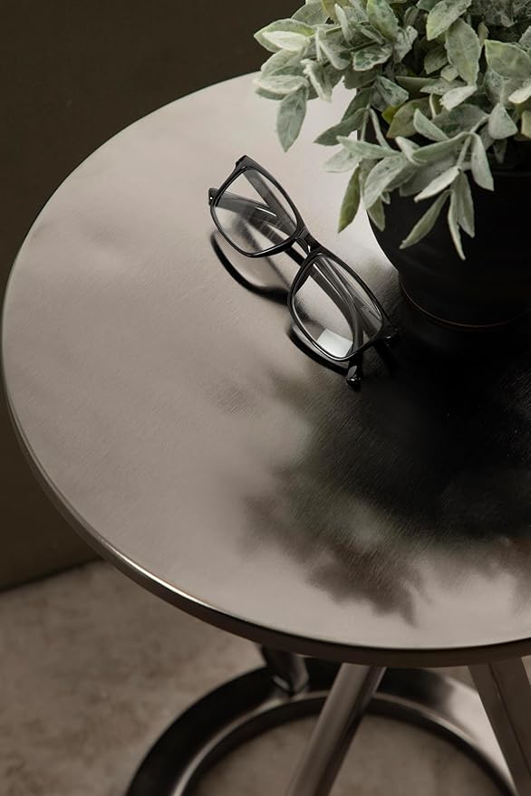 Kate and Laurel Aja Modern Metal Round Side Table; 15 x 15 x 23; Gray Gunmetal; - Image 5