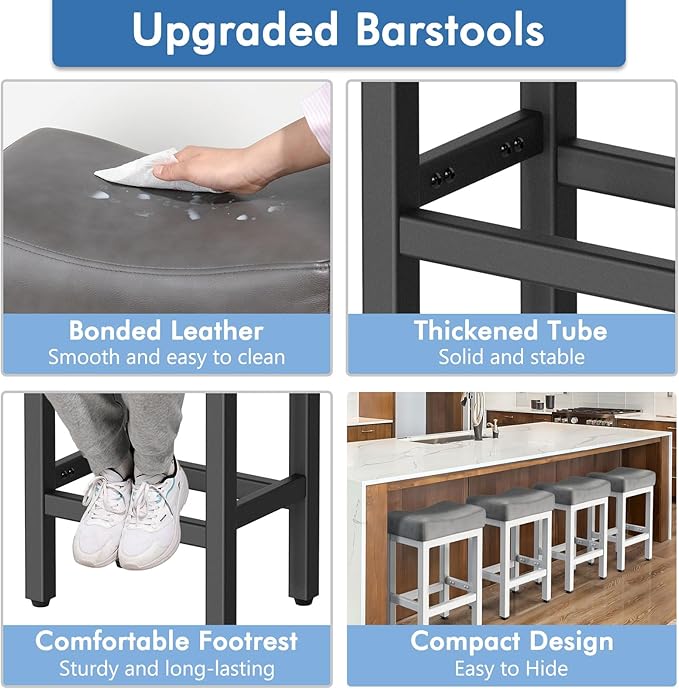 Counter Height Bar Stools Set of 3, 24 Inch Barstools - Image 4