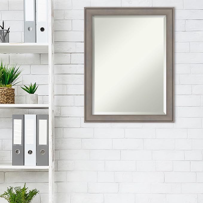 Amanti Art Grey Wall Mirror 28x22 Greywash Rectangle Bathroom Mirror - Image 5