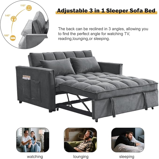 3 in1 Sofa Bed, Pull-Out Sleeper Sofa Bed - Image 7