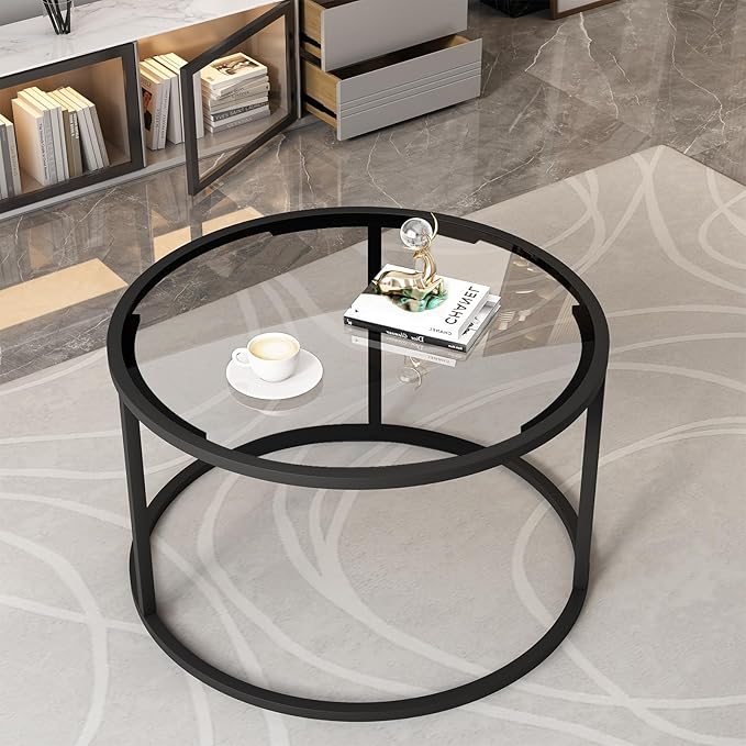 Round Coffee Table, Small Black Coffee Table - Image 5