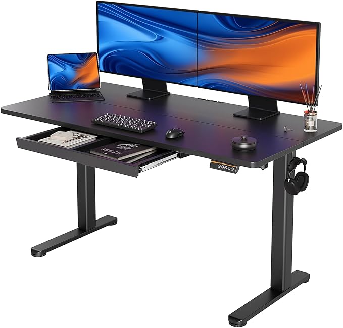 YDN Standing Desk with Drawers, 55 x 24 Inch Adjustable Height Stand Up Desk by YDN