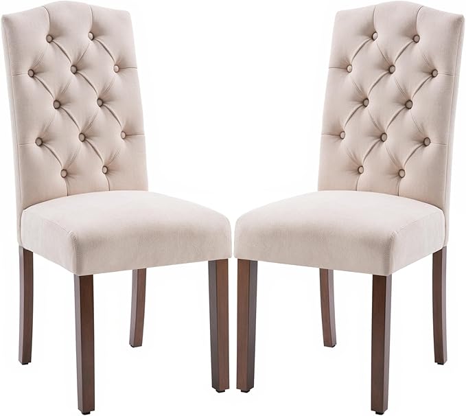 Tufted Upholstered Parsons Dining Chair Set Fabric Diner Accent Stylish Modern by SNUGWAY