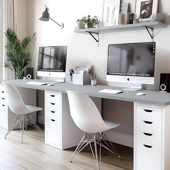 Kaboon 55x20 inch Silver Grey Table Top, One-Piece Desktop, Reversible Laminate - Image 2