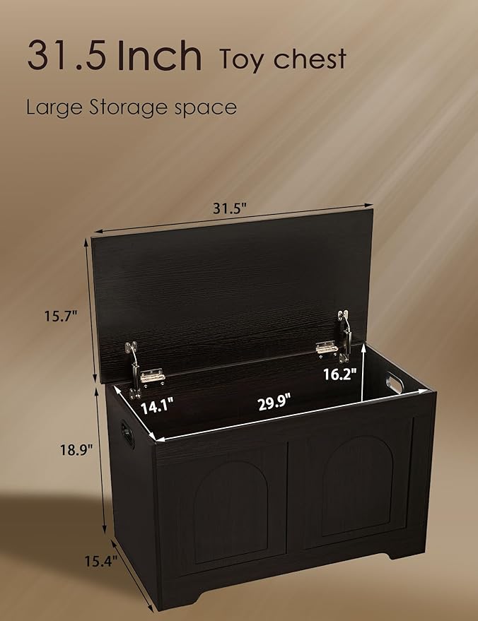 DINZI LVJ Storage Chest, 31.5”Wooden Toy Box - Image 3