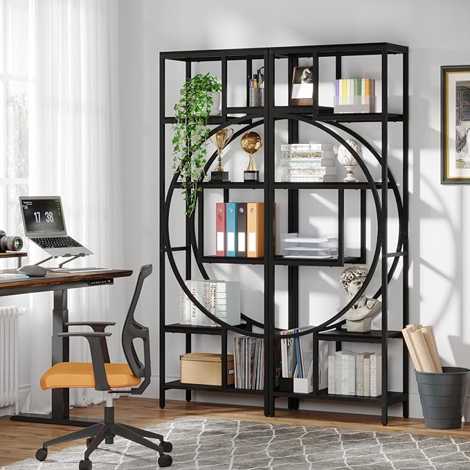 Geometric Bookshelf, 70.9" Tall Bookcase - Image 3