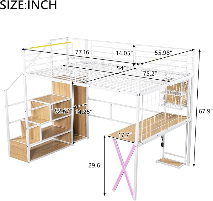 Merax Full Size Metal Loft Bed - Image 2