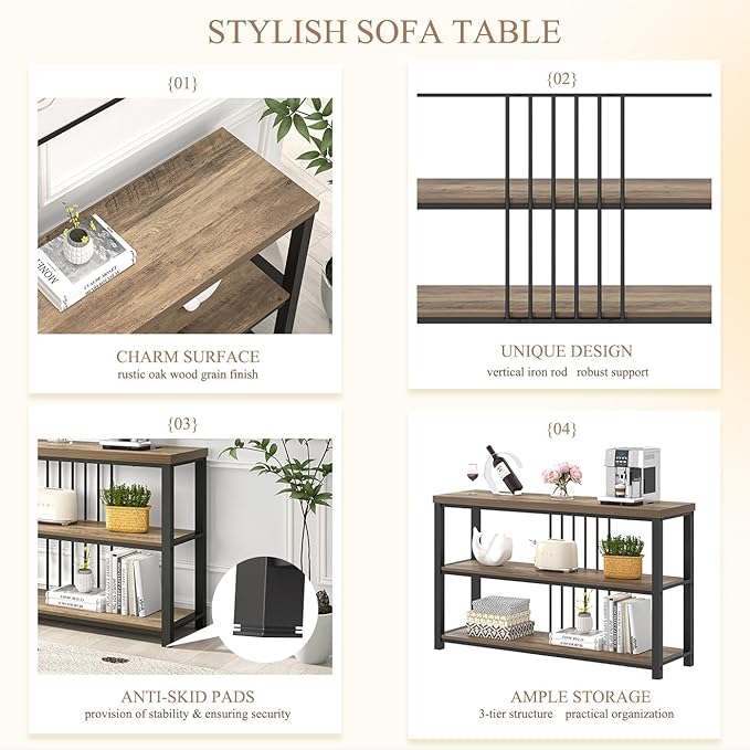 FOLUBAN Modern Sofa Table for Entryway, 3 Tier Narrow Console Table for Living - Image 6