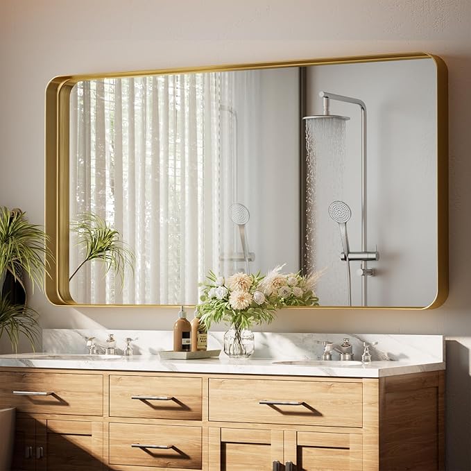 55"x 30" Gold Bathroom Mirror - Image 8
