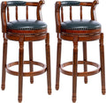 Cow top Leather Wooden Bar Stools, 360 Degree Swivel Bar Height Chair by AULIFE