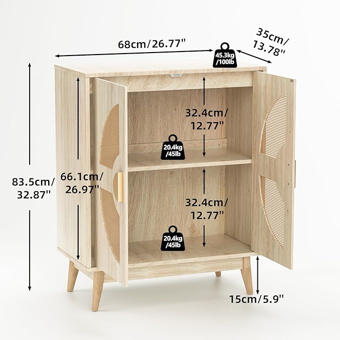 Buffet Cabinet with Storage Sideboard Accent Modern Credenza with Doors & - Image 2