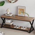 IBF Wood Entryway Bench, Wooden and Metal Bedroom Indoor Bench, Industrial Shoe by IBF