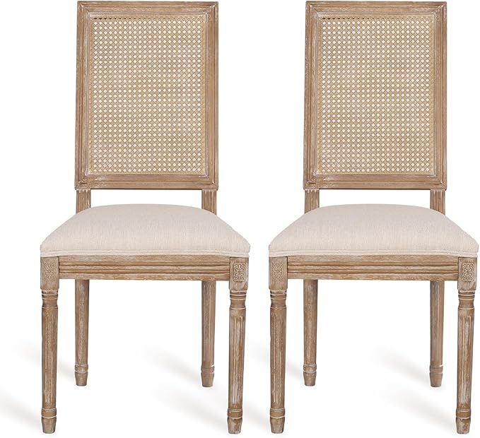 Merax Upholstered Solid Wood Dining Chairs Set of 2, French Country Style - Image 5