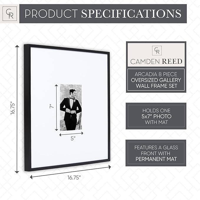 Camden Reed Arcadia 8 Piece Oversized Gallery Wall Frame, 16x20 and 16x16 Inch - Image 4