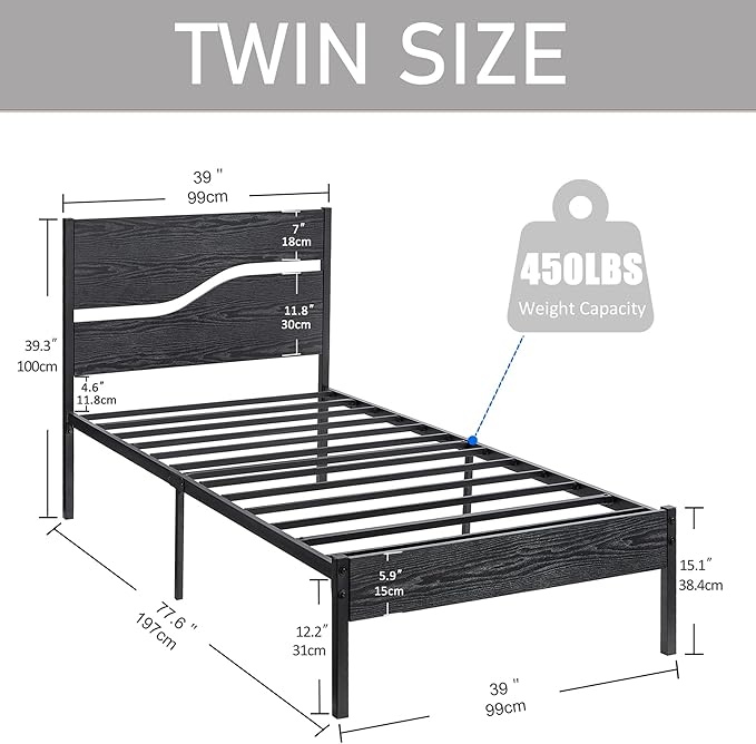 VECELO Twin Size Bed Frame - Image 2
