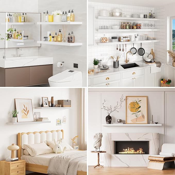 Heimlove Floating Shelves for Wall 48 Inches Long, 9.3" Deep White Floating - Image 7