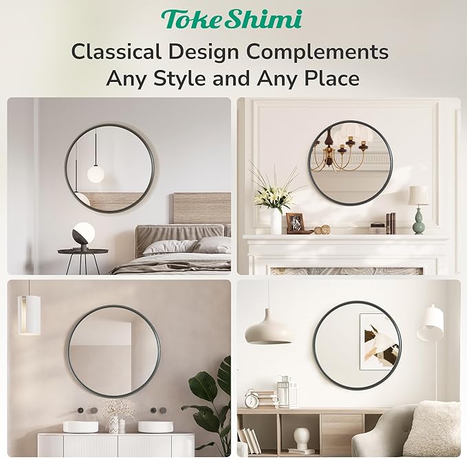 TokeShimi 18 in Round Framed Black Mirror - Image 7