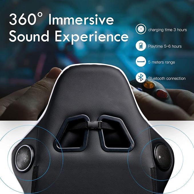 GTRACING Gaming Chair with Footrest Speakers Video Game Chair Bluetooth Music - Image 5