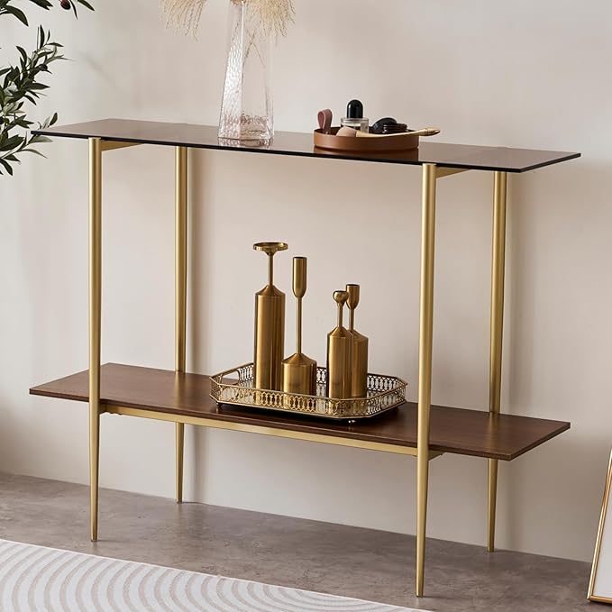 Glass Console Table for Living Room, Foyer & Entrance, 2-Tiers Mid-Century - Image 4