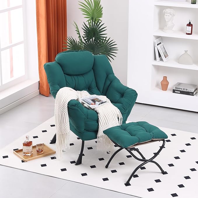 Lazy Chair with Ottoman, Modern Accent Chair Contemporary Lounge Leisure Sofa - Image 6