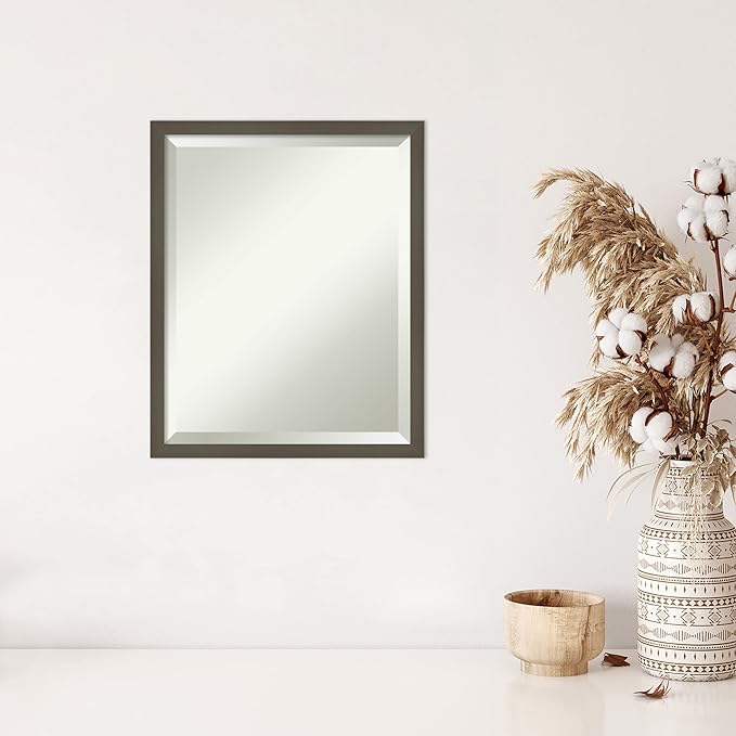 Amanti Art Grey Wall Mirror 21x17 Svelte Clay Grey Rectangle Bathroom Mirror - Image 5