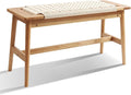 33.5" L Wood Dining Bench Indoor, 100% Natural Solid Oak Bed Bench Hand Woven by OGMILL